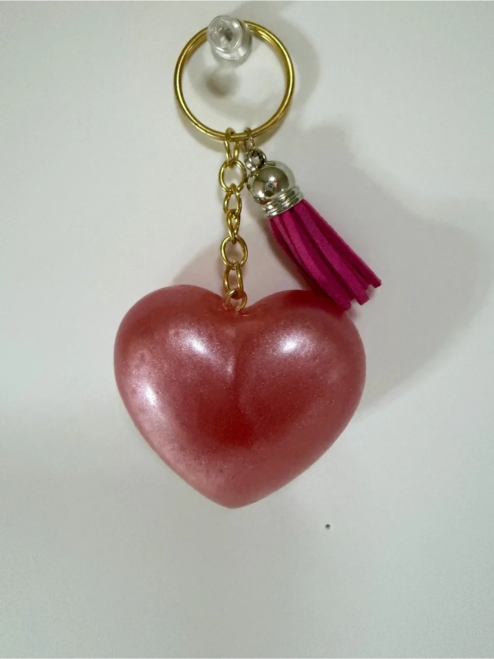 Shimmery Heart Keychain with Tassel